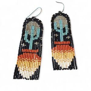 Handmade Beaded Cactus Earrings